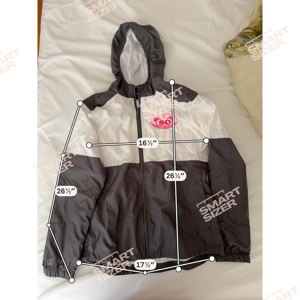 Holloway Women’s Rain Jacket M White Gray Hooded Windbreaker Pink Volleyball - Picture 3 of 12